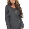 Cherish Stormy Dolman Sleeve Stretchy Knit Top With Banded Cuffs Tops