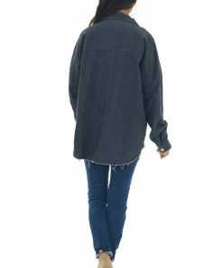 143 Story Tops Stormy Grey Snap Button Down Corduroy Shacket 21 143 Story Tops Stormy Grey Snap Button Down Corduroy Shacket