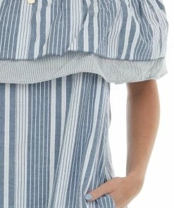 Umgee Stormy Striped Ruffle Off The Shoulder Dress Dresses