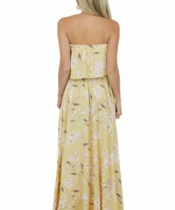 Aakaa Straw Floral Sleeveless Side Slit Maxi Dress