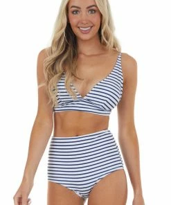 Trend Notes Accessories Striped Super High Waisted Triangle Bikini