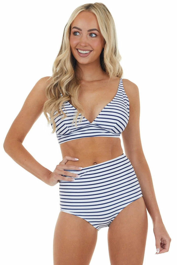 Trend Notes Accessories Striped Super High Waisted Triangle Bikini 6 Trend Notes Accessories Striped Super High Waisted Triangle Bikini
