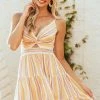 ANGIE Dresses Sunshine Striped Front Knot Sleeveless Mini Dress
