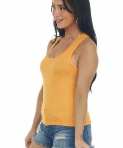 HYFVE Tops Tangerine Melange Racerback Knit Tank Top 11 HYFVE Tops Tangerine Melange Racerback Knit Tank Top