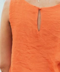 Umgee Tangerine Round Neck Woven Tank Top With Tier Detail Tops 13 Umgee Tangerine Round Neck Woven Tank Top With Tier Detail Tops