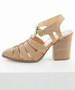 CCOCCI Taupe Faux Leather Strappy Pointed Toe Heels Shoes