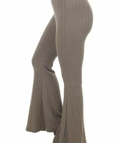 143 Story Taupe High Rise Cable Knit Flare Pants