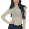 LE LIS Taupe Long Sleeve Ruched Bodycon Bodysuit