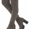 JP ORIGINAL CORP Taupe Thigh High Suede High Heel Lug Boots