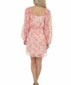 Peach Love Dresses Tea Rose Floral Print Bubble Sleeve Mini Dress 21 Peach Love Dresses Tea Rose Floral Print Bubble Sleeve Mini Dress