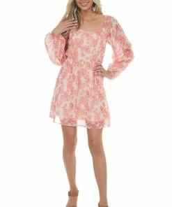 Peach Love Dresses Tea Rose Floral Print Bubble Sleeve Mini Dress 17 Peach Love Dresses Tea Rose Floral Print Bubble Sleeve Mini Dress