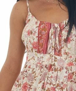 ANGIE Tea Rose Floral Print Ruched Front Maxi Dress Dresses 17 ANGIE Tea Rose Floral Print Ruched Front Maxi Dress Dresses