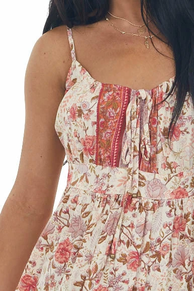 ANGIE Tea Rose Floral Print Ruched Front Maxi Dress Dresses 10 ANGIE Tea Rose Floral Print Ruched Front Maxi Dress Dresses