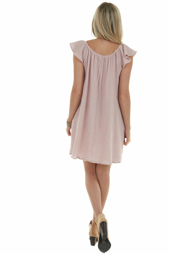 Ces Femme Tea Rose Flutter Sleeve Textured Short Dress 9 Ces Femme Tea Rose Flutter Sleeve Textured Short Dress