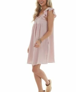 Ces Femme Tea Rose Flutter Sleeve Textured Short Dress 23 Ces Femme Tea Rose Flutter Sleeve Textured Short Dress