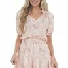 Entro Dresses Tea Rose Multicolor Print Ruffle Short Dress