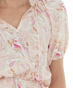 Entro Dresses Tea Rose Multicolor Print Ruffle Short Dress