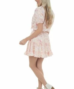 Entro Dresses Tea Rose Multicolor Print Ruffle Short Dress