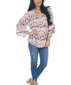 Andree Tops Tea Rose Multicolor Abstract Babydoll Top