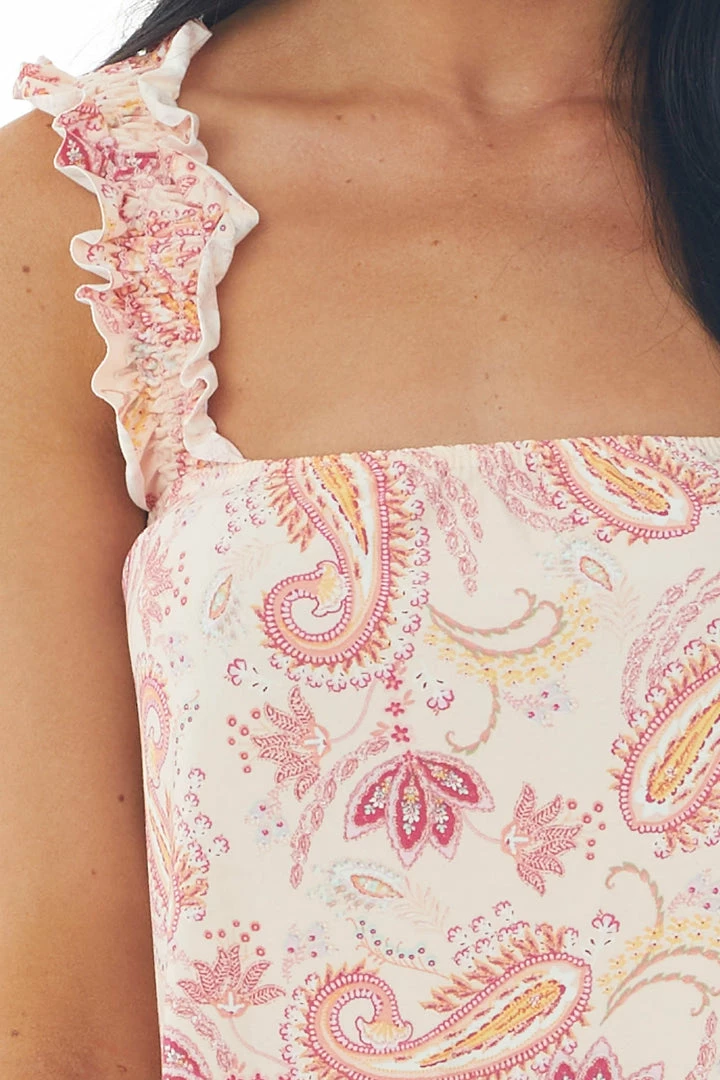 Haptics Tops Tea Rose Paisley Smocked Ruffle Strap Tank Top 8 Haptics Tops Tea Rose Paisley Smocked Ruffle Strap Tank Top