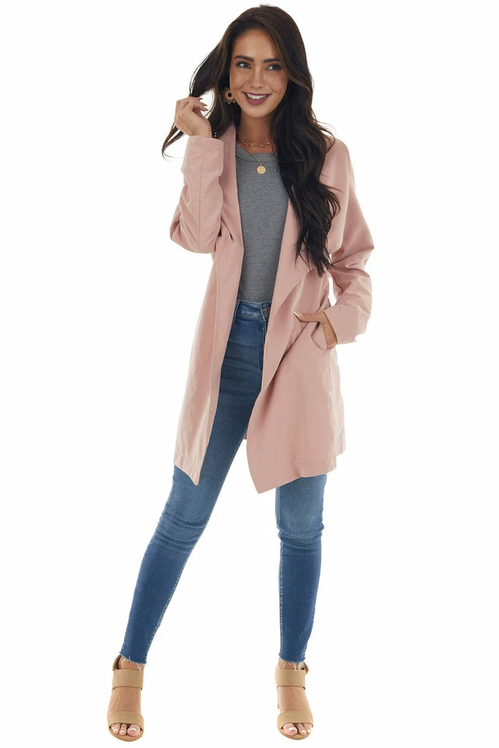 Style Melody Tea Rose Soft Lightweight Woven Trench Coat 4 Style Melody Tea Rose Soft Lightweight Woven Trench Coat