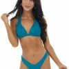 Nic + Jo Accessories Teal High Leg Tied Strap Bikini Set With Knot Details