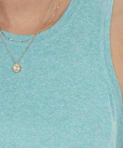 HYFVE Tops Teal Melange Soft Sleeveless Knit Top