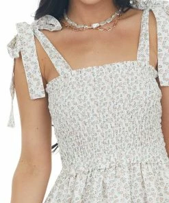 Entro Dresses Terracotta Ditsy Floral Bubble Hem Mini Dress