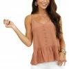 Mittoshop Terracotta Drop Waist Tank Top With Button Details Tops