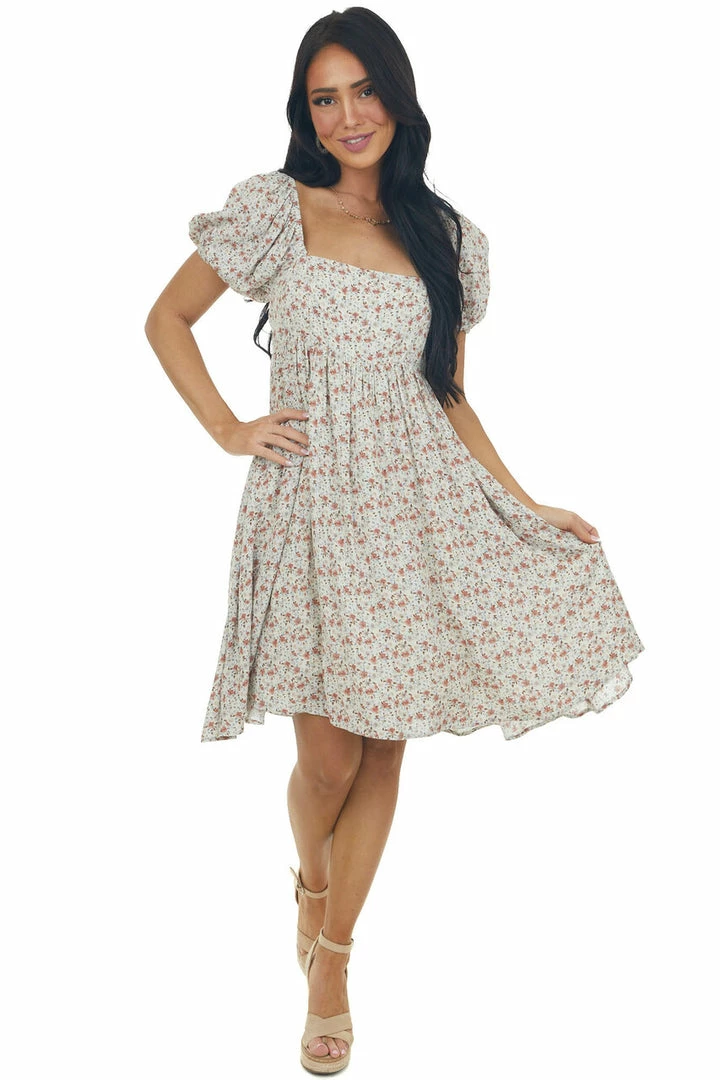 Sweet Lemon Dresses Vanilla Ditsy Floral Square Neck Short Dress 6 Sweet Lemon Dresses Vanilla Ditsy Floral Square Neck Short Dress