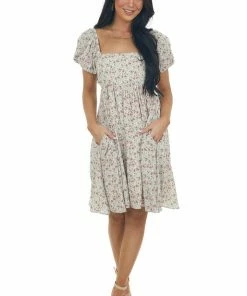 Sweet Lemon Dresses Vanilla Ditsy Floral Square Neck Short Dress 16 Sweet Lemon Dresses Vanilla Ditsy Floral Square Neck Short Dress