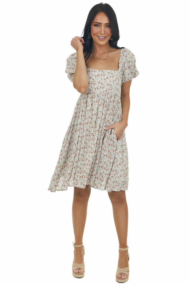 Sweet Lemon Dresses Vanilla Ditsy Floral Square Neck Short Dress 7 Sweet Lemon Dresses Vanilla Ditsy Floral Square Neck Short Dress