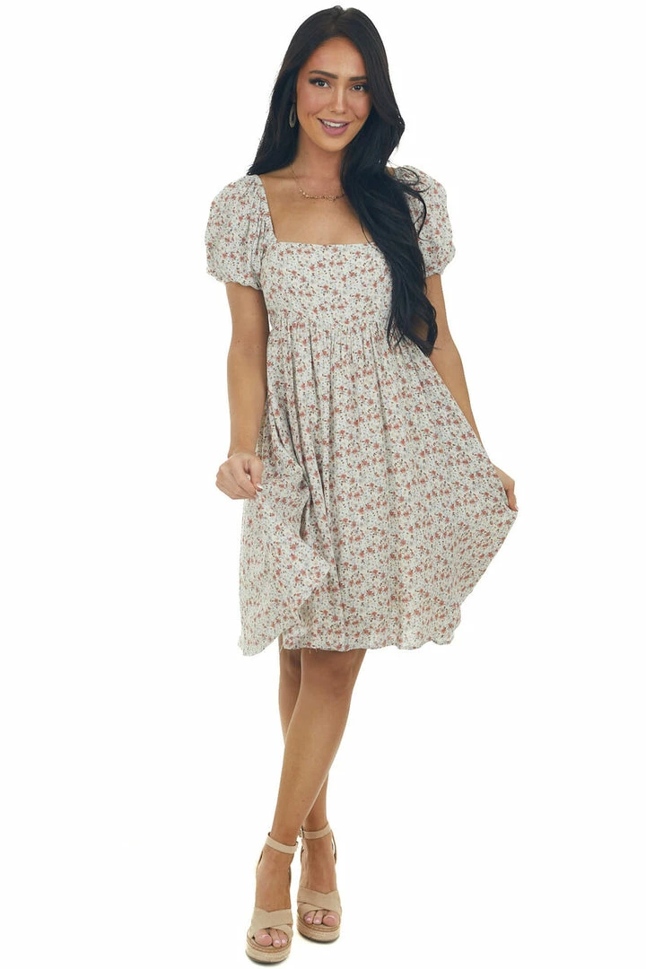 Sweet Lemon Dresses Vanilla Ditsy Floral Square Neck Short Dress 5 Sweet Lemon Dresses Vanilla Ditsy Floral Square Neck Short Dress