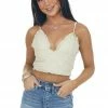 Listicle Accessories Vanilla Floral Embroidered Frill Bralette