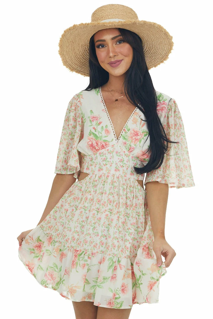 Flying Tomato Vanilla Floral Multiprint V Neck Mini Dress Dresses 5 Flying Tomato Vanilla Floral Multiprint V Neck Mini Dress Dresses