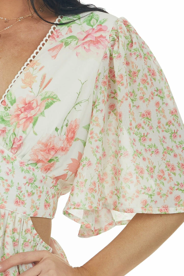 Flying Tomato Vanilla Floral Multiprint V Neck Mini Dress Dresses 9 Flying Tomato Vanilla Floral Multiprint V Neck Mini Dress Dresses