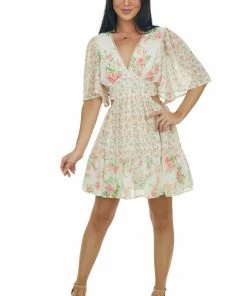 Flying Tomato Vanilla Floral Multiprint V Neck Mini Dress Dresses 12 Flying Tomato Vanilla Floral Multiprint V Neck Mini Dress Dresses