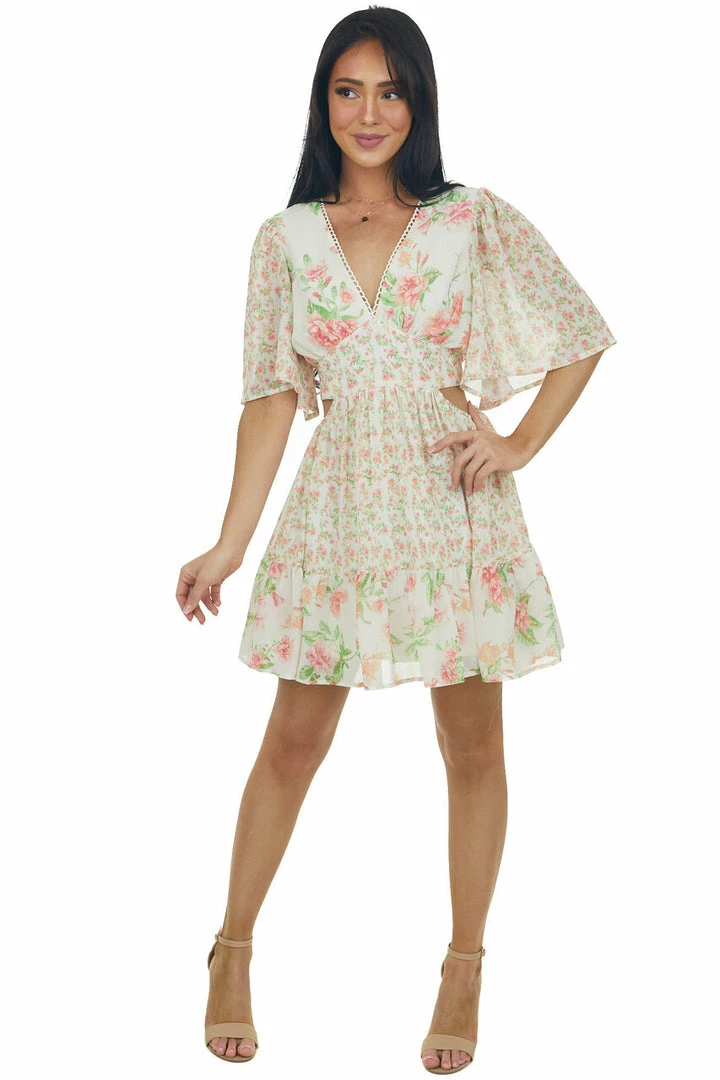 Flying Tomato Vanilla Floral Multiprint V Neck Mini Dress Dresses 6 Flying Tomato Vanilla Floral Multiprint V Neck Mini Dress Dresses