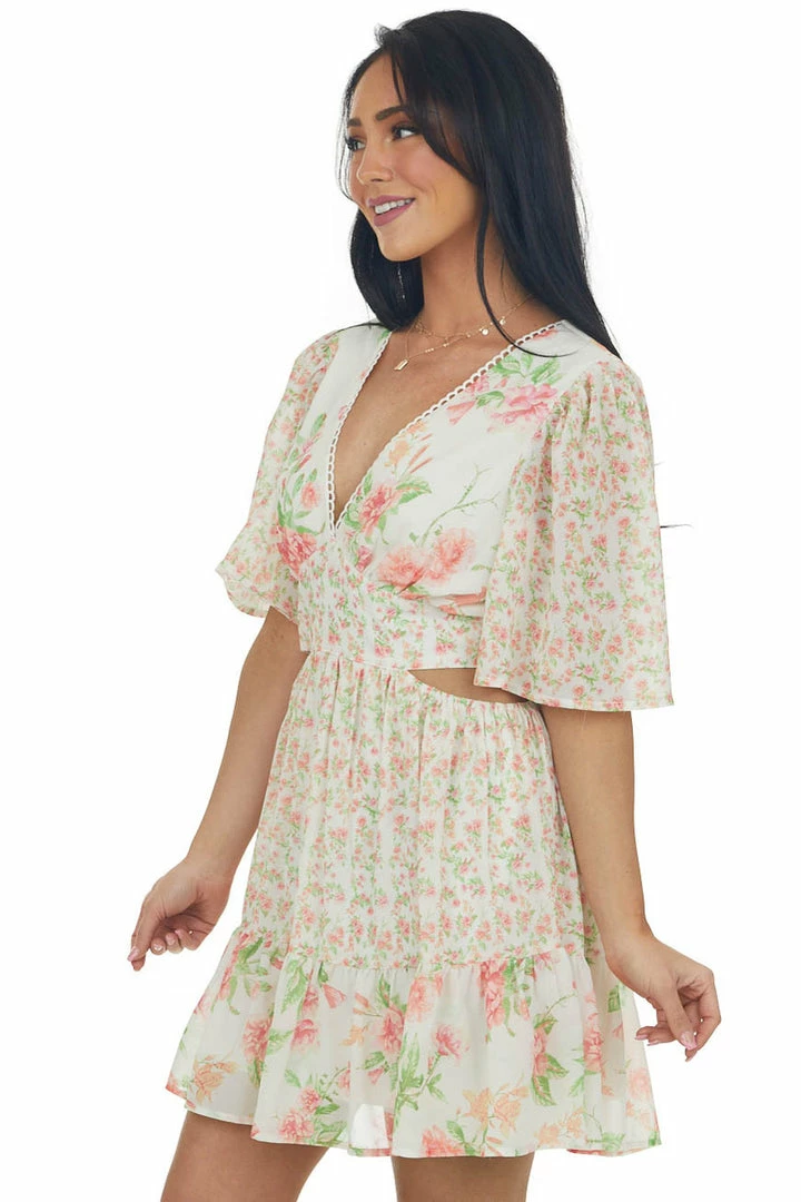 Flying Tomato Vanilla Floral Multiprint V Neck Mini Dress Dresses 7 Flying Tomato Vanilla Floral Multiprint V Neck Mini Dress Dresses