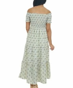 Entro Vanilla Floral Smocked Cap Sleeve Midi Dress Dresses 14 Entro Vanilla Floral Smocked Cap Sleeve Midi Dress Dresses