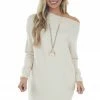 Umgee Vanilla One Shoulder Soft Short Sweater Dress
