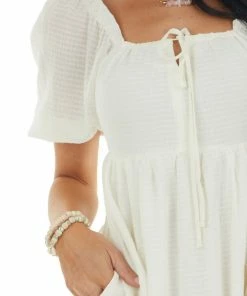 Lush Clothing Vanilla Short Sleeve Smocked Back Mini Dress Dresses