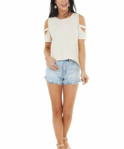 Vanilla Bay Tops Vanilla Short Sleeve Stretchy Knit Top With Cold Shoulder 20 Vanilla Bay Tops Vanilla Short Sleeve Stretchy Knit Top With Cold Shoulder