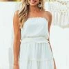 She + Sky Vanilla Strapless Frill Tiered Mini Dress