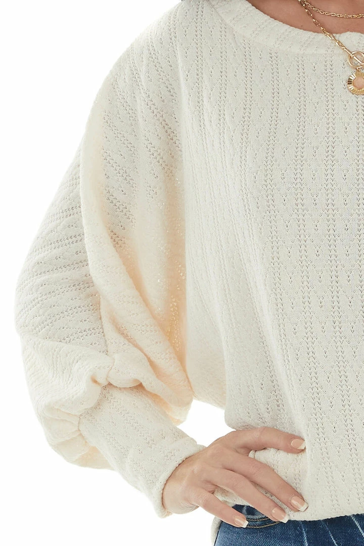 143 Story Tops Vanilla Textured Knit Banded Dolman Sleeve Top 10 143 Story Tops Vanilla Textured Knit Banded Dolman Sleeve Top