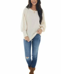 143 Story Tops Vanilla Textured Knit Banded Dolman Sleeve Top 21 143 Story Tops Vanilla Textured Knit Banded Dolman Sleeve Top