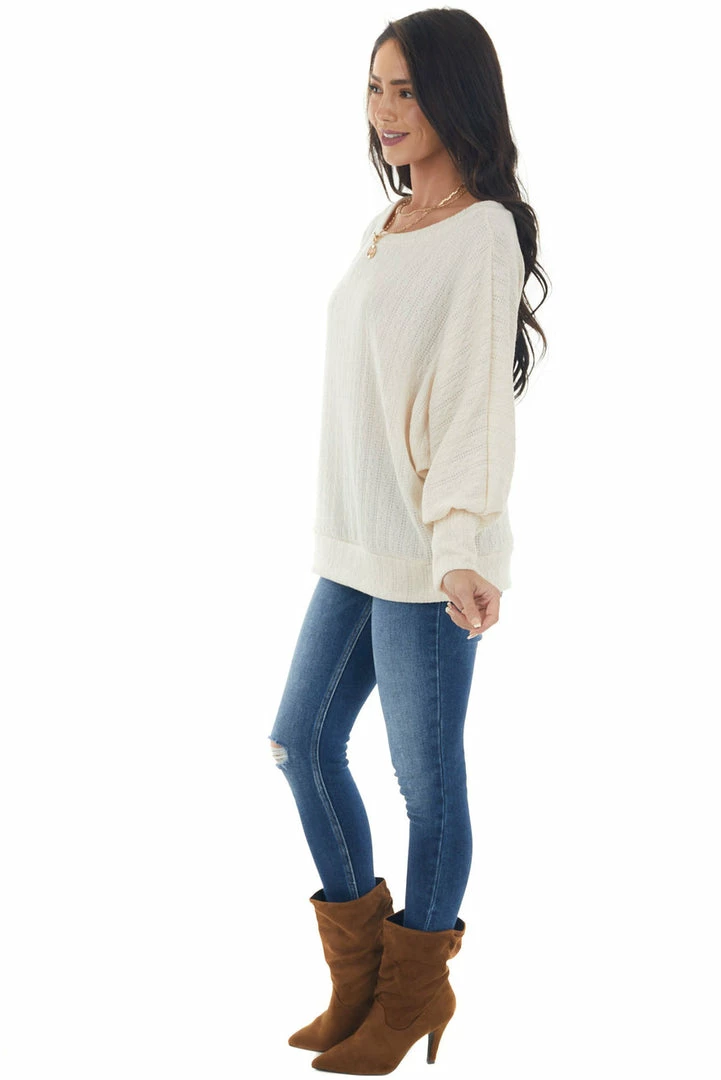 143 Story Tops Vanilla Textured Knit Banded Dolman Sleeve Top 8 143 Story Tops Vanilla Textured Knit Banded Dolman Sleeve Top