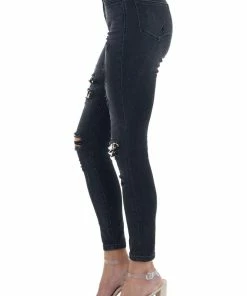 Lime Lush Vintage Black High Waisted Velvet Leopard Patch Skinny Jeans Bottoms 11 Lime Lush Vintage Black High Waisted Velvet Leopard Patch Skinny Jeans Bottoms