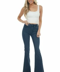 Special A Bottoms Vintage Dark Wash High Rise Flare Jeans