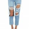 KanCan Vintage Medium Wash Distressed Boyfriend Mid Rise Jeans Bottoms